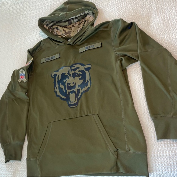 Chicago Bears Nike Salute To Service Green Army Hooded Sweatshirt Mens Large - Picture 2 of 10
